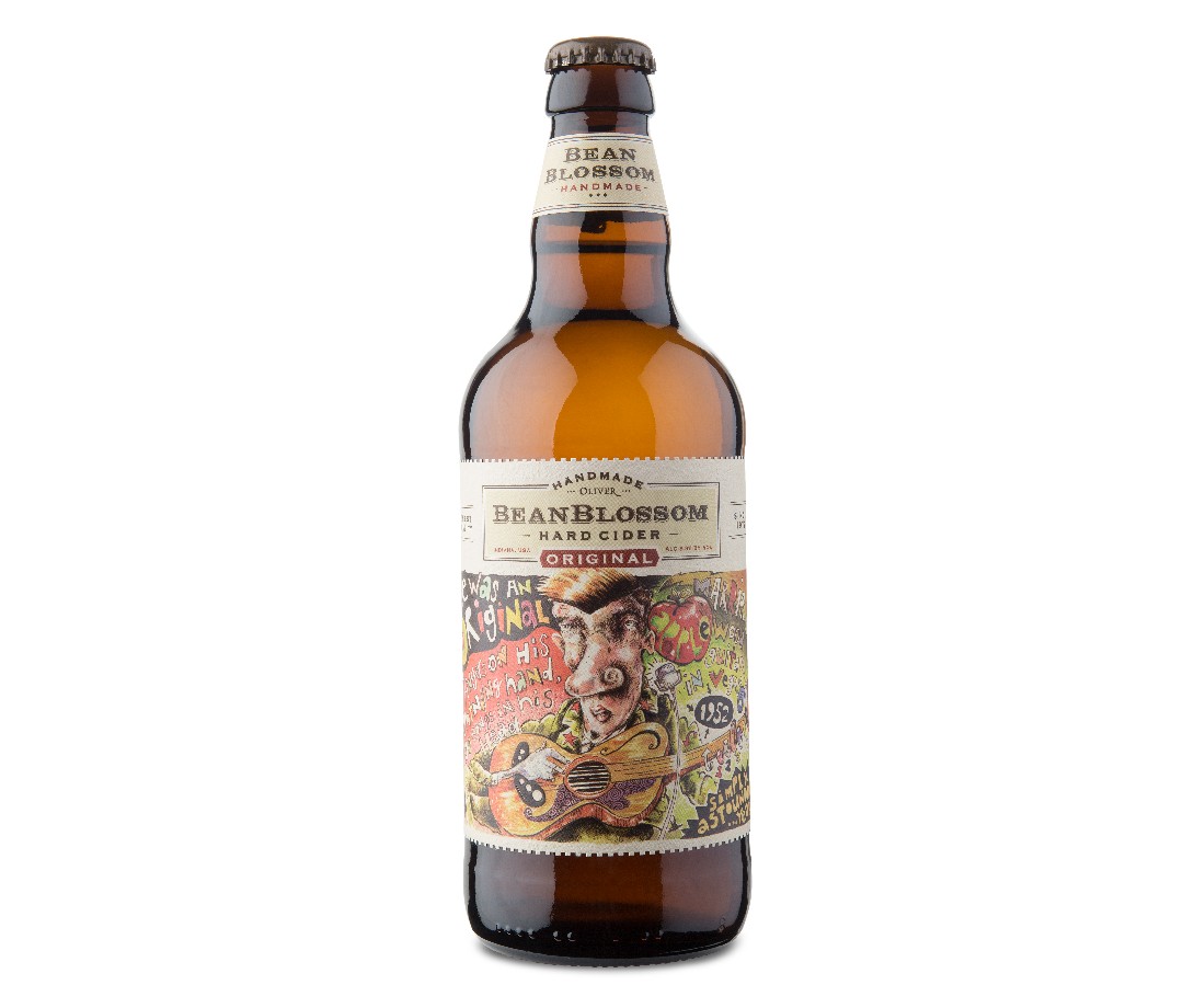 Bottle of Oliver Winery Beanblossom cider