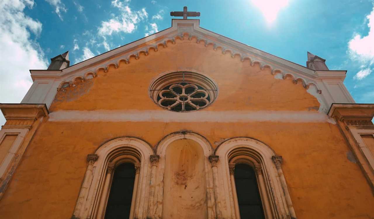A colorful historic church in Karlovac, Croatia