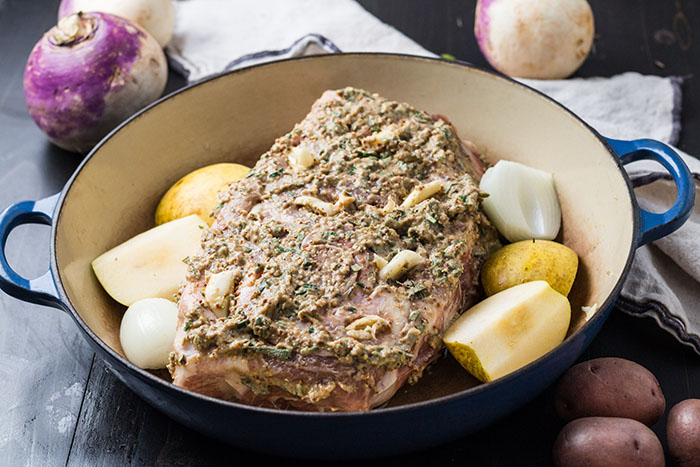 One-pot Braised Pork, Root Vegetables, and Butternut Squash