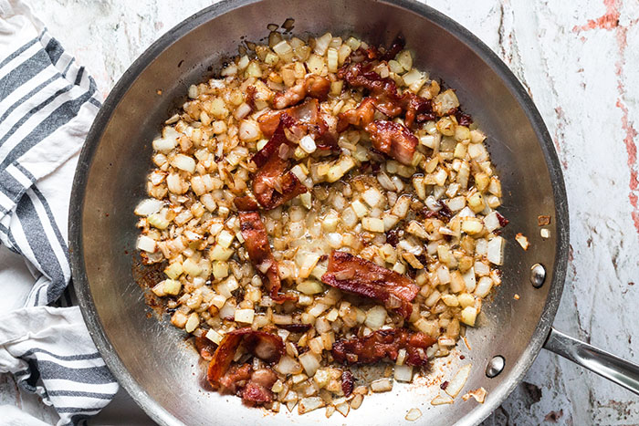 bacon and onion for cauliflower bacon mushroom risotto recipe