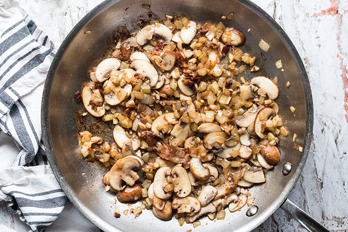 mushrooms onions and bacon for cauliflower bacon mushroom risotto recipe