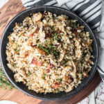 finished cauliflower bacon mushroom risotto recipe