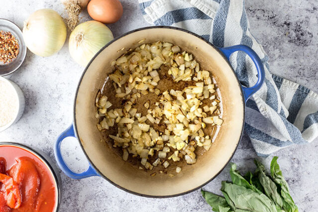 sauteed onions and garlic for tomato soup recipe