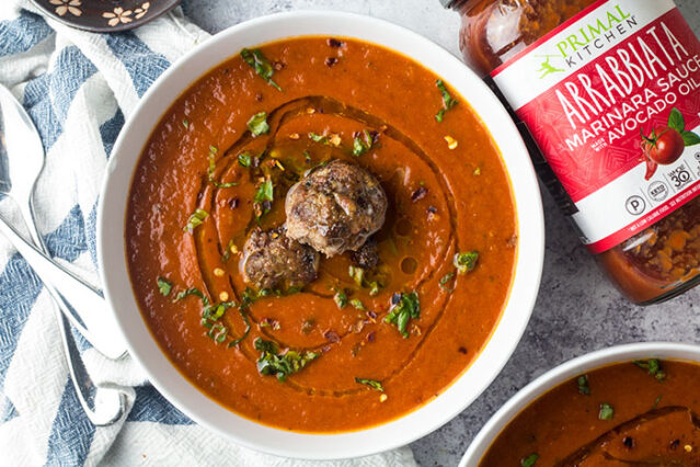 Tomato Soup with Gluten Free Spicy Mini Meatballs Recipe