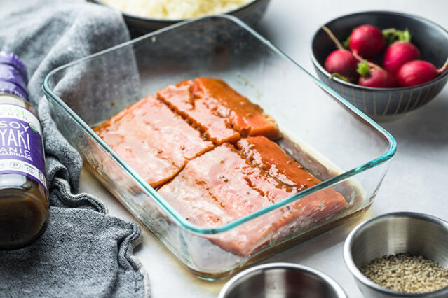 cooked salmon for tiktok emily mariko inspired low carb salmon rice bowls