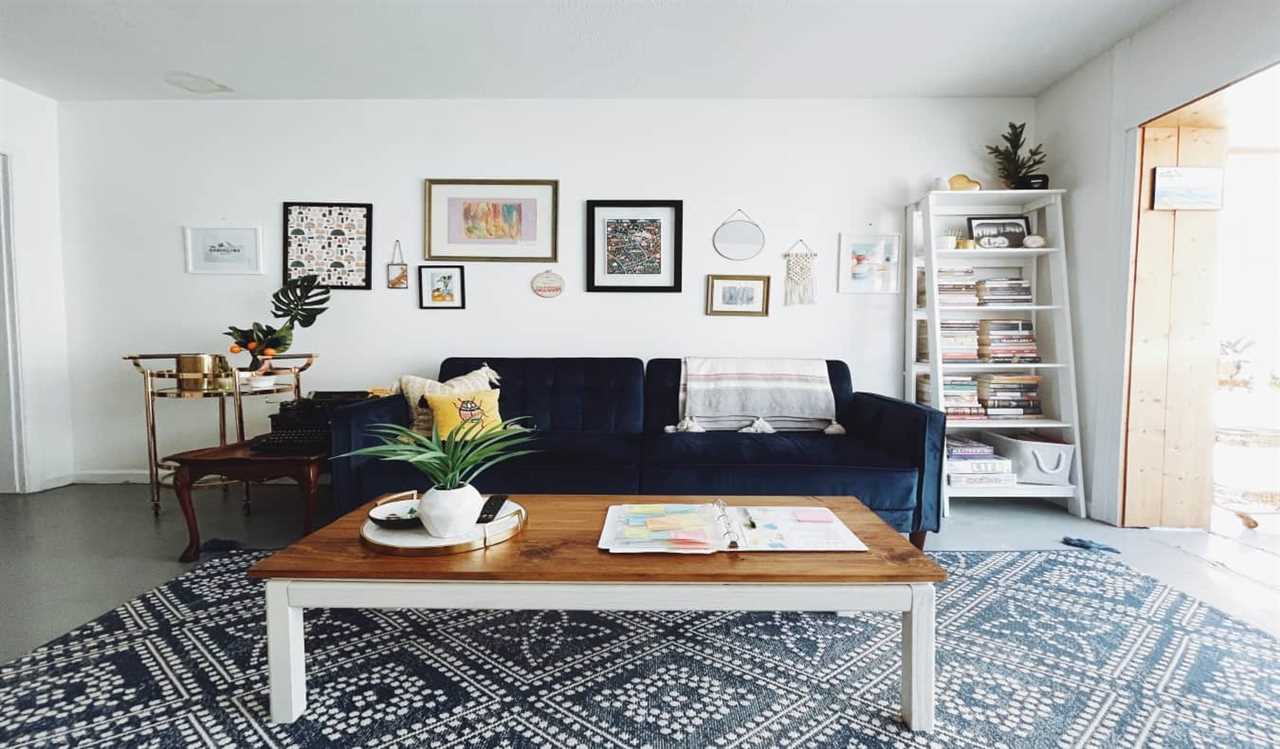 living room with clean minimalist Airbnb style