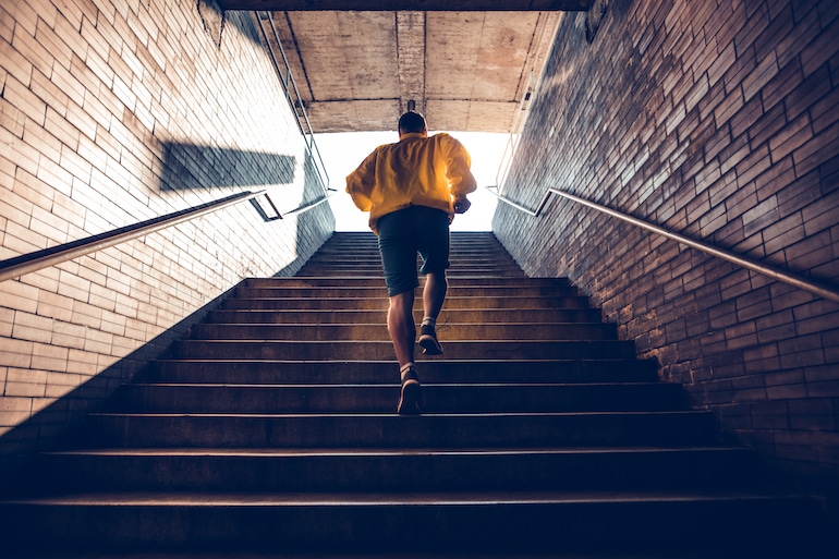 workout challenges running up stairs