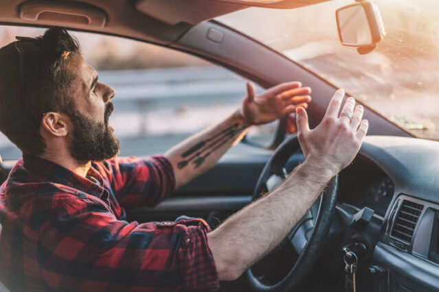 angry man in traffic