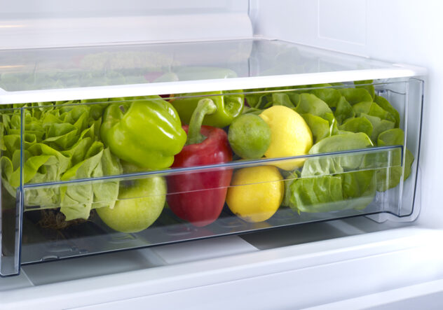 preserved produce in a vegetable drawer