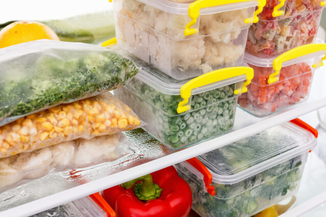 frozen produce that has been stored in a refrigerator