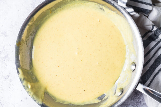 Cheese sauce in a pan