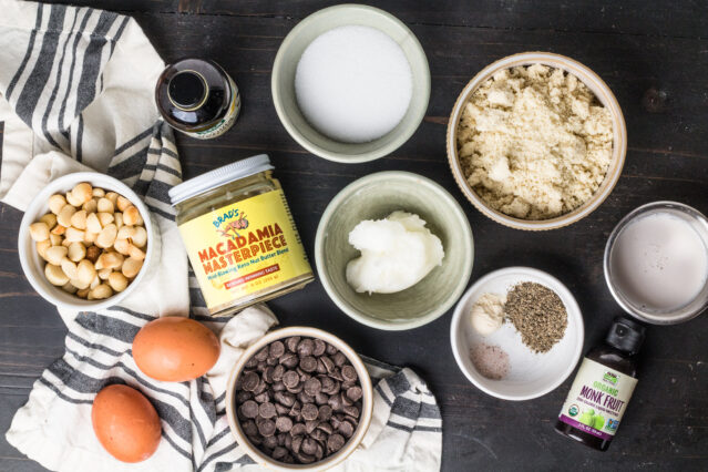 Ingredients for macadamia nut cookie bars