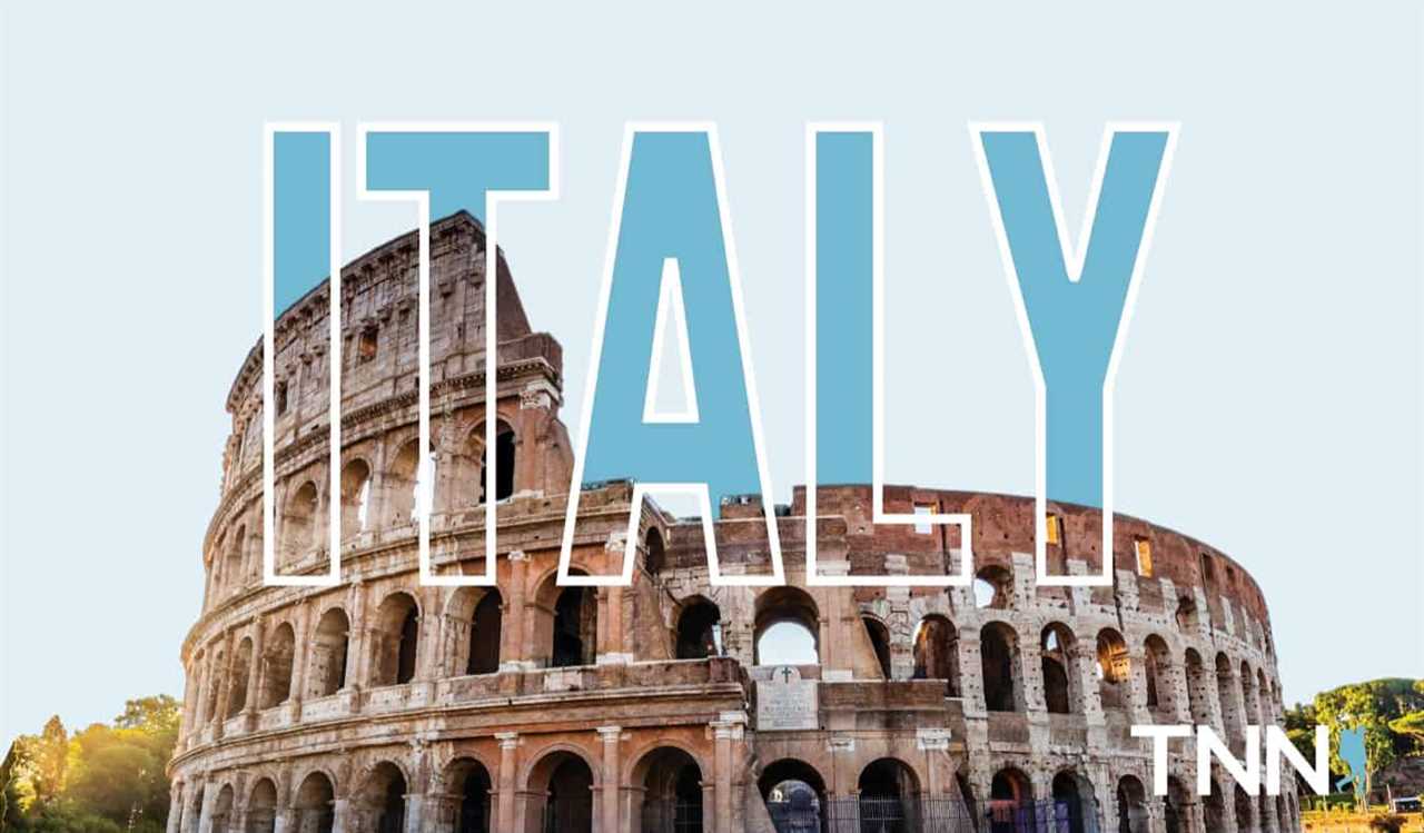 TNN tours in Italy featuring large graphic text and the famous colosseum in Rome