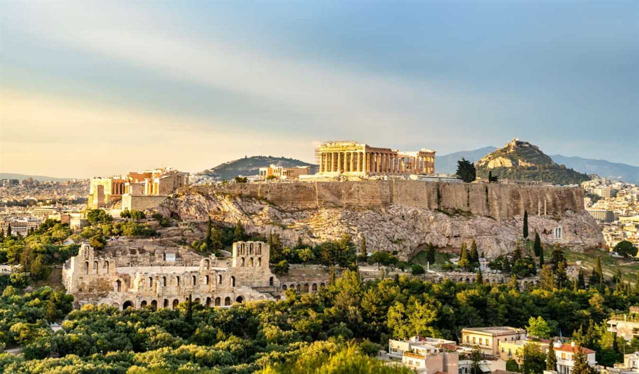 The Acropolis and other ruins in the center of Athens, Greece