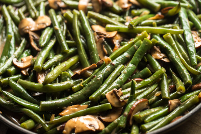 mushrooms and green beans