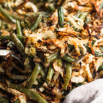 close up of cooked green bean casserole