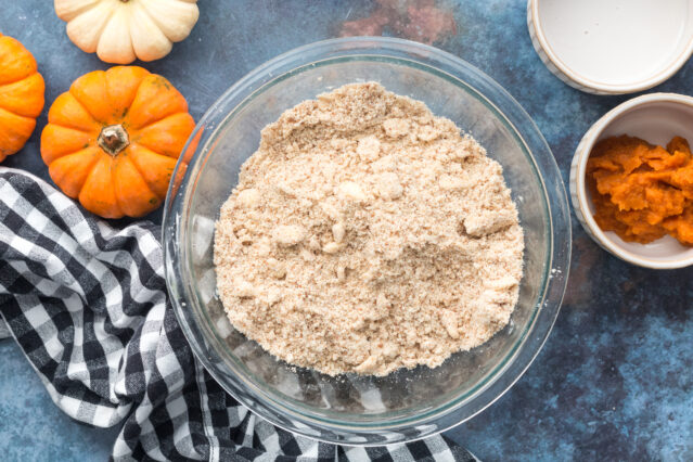 bowl of almond flour mixed with butter