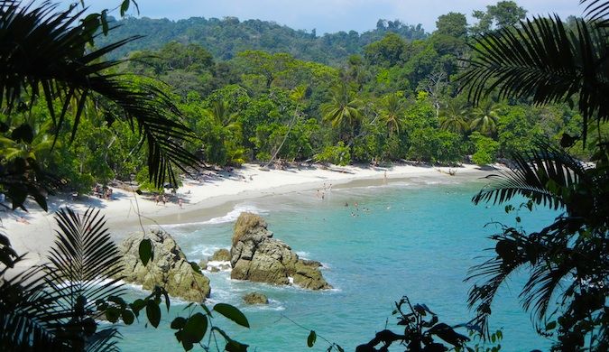 A stunning beach and lush jungle along the coast of Costa Rica