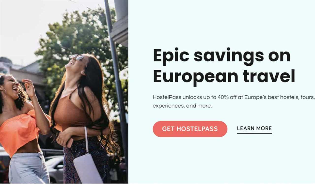 The homepage for the website HostelPass