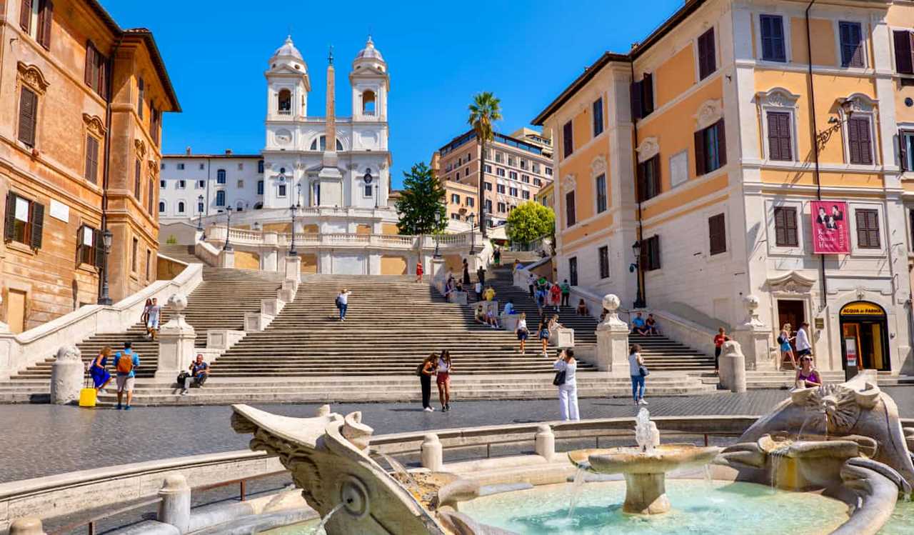 The famous Spanish Steps on a quiet, sunny day in Rome, Italy