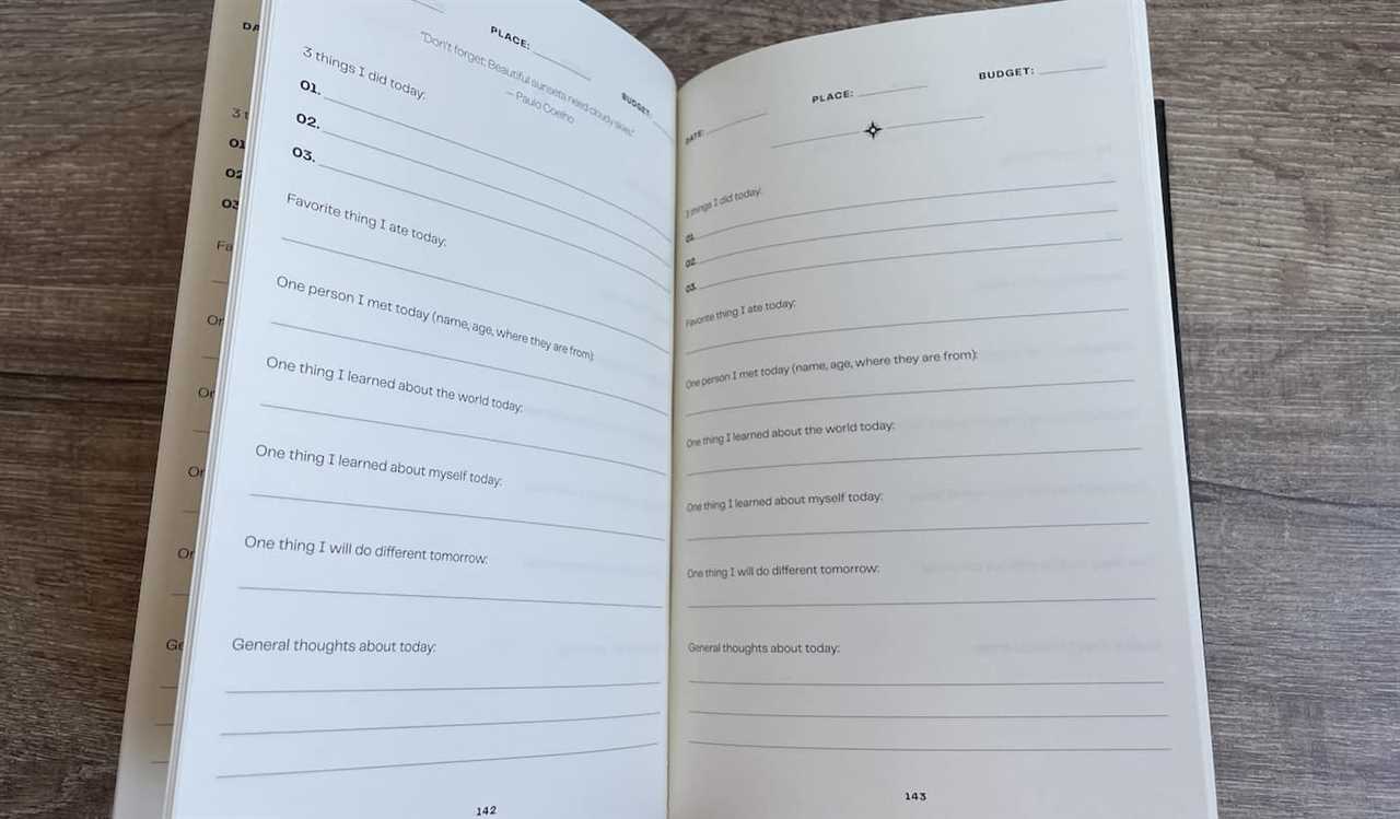 The interior of the Remember My Travels journal