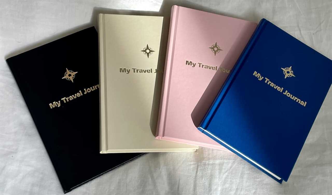 A variety of colorful travel journals
