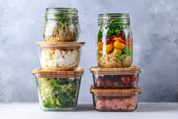 Fresh food neatly organized in storage containers to keep them fresh for longer