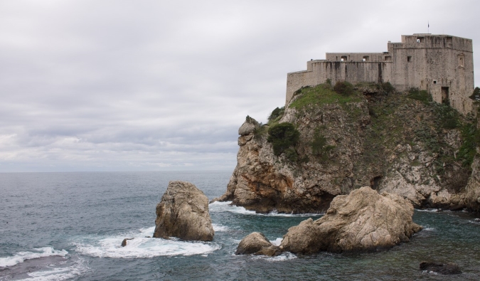 Fort Lovrijenac on a cloudy day in Dubrovnik, Croatia
