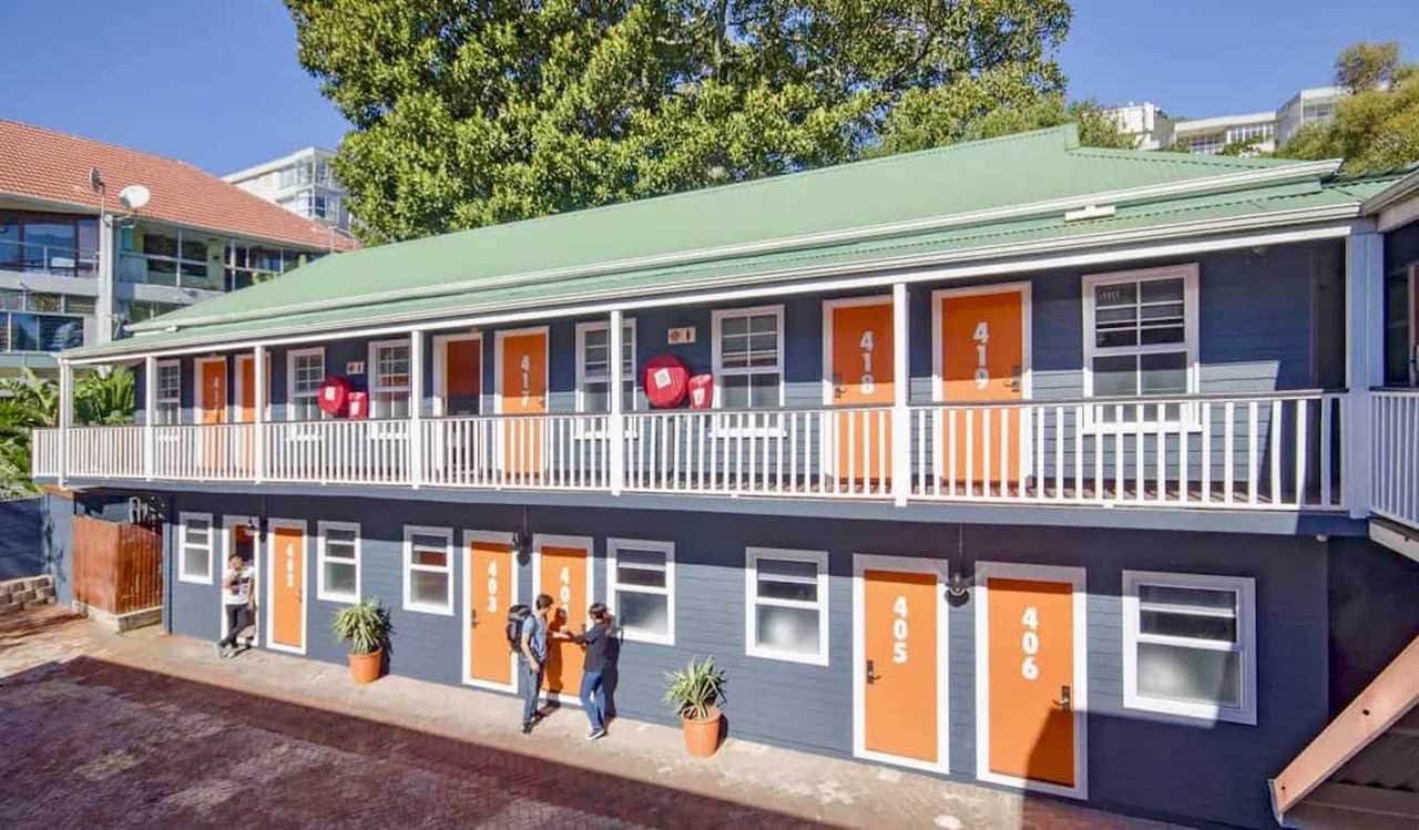 The exterior of the Never at Home Green Point hostel in Cape Town, South Africa