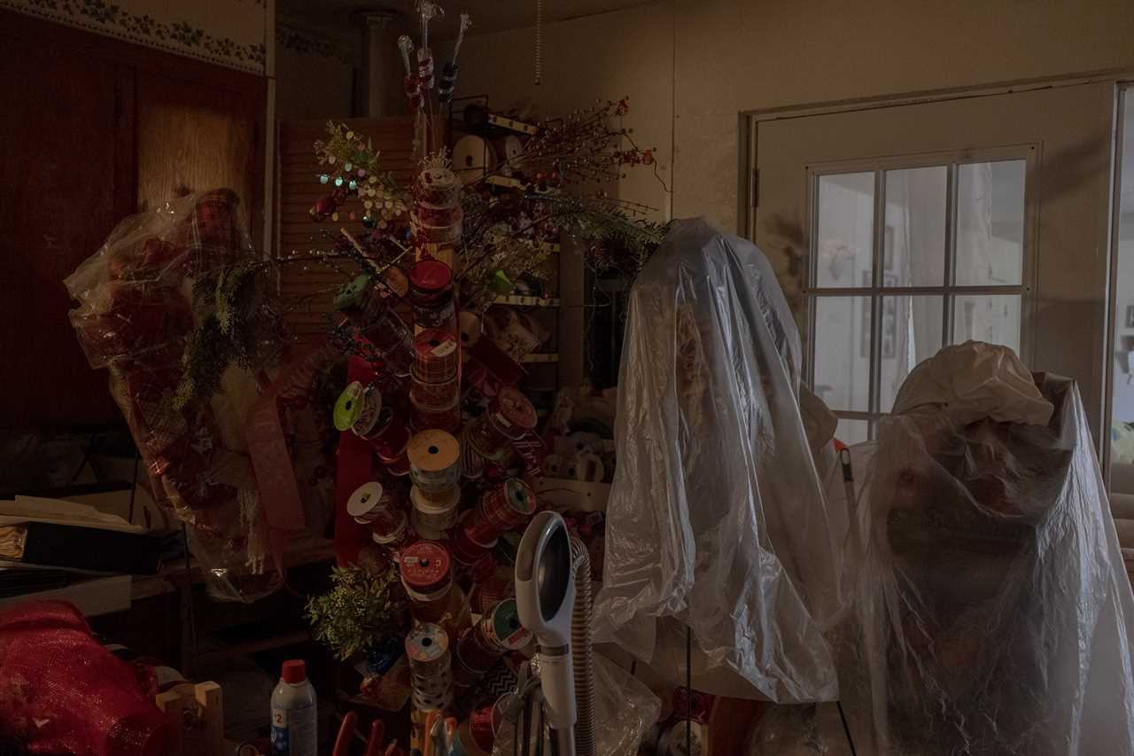 Joanie Mosqueda's craft closet sits untouched after her passing. Al Mosqueda doesn't have the heart to change anything in their home in Earth, Texas on June 26, 2022.