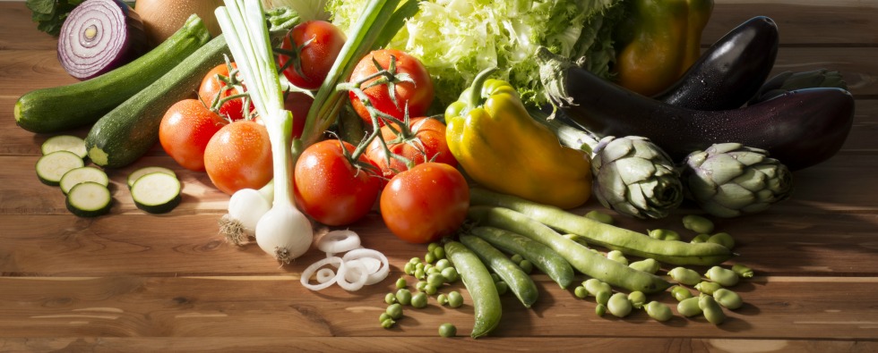 vegetables on the wooden table