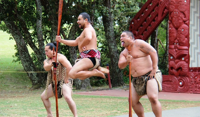 Maori warriors doing a performance in New Zealand