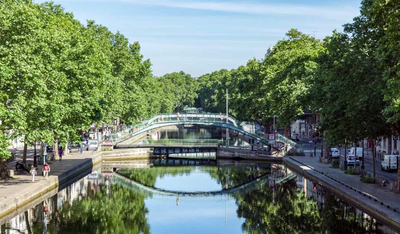 The calm waters of the Canal Saint-Martin in Paris, France