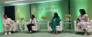 Black women superintendents sitting on a panel