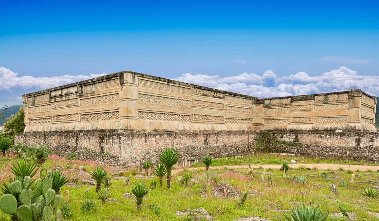 The massive ruins of Mitla, a pre-Columbian historic site near Oaxaca