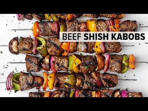 beef shish kabobs on the grill