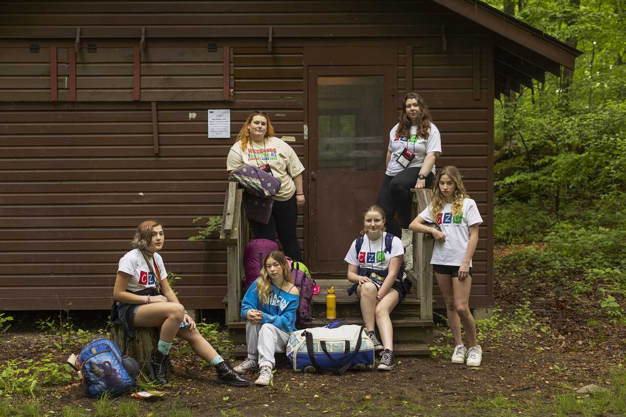 Clockwise from top left: â€œBigâ€¯buddiesâ€ Olivia Burnett and Ceara Olsen, and campers Fiona Karlson, Morgan Chiantella, Marlee Schindler, and Avalon ChassÃ© on the last day of Comfort Zone Camp.