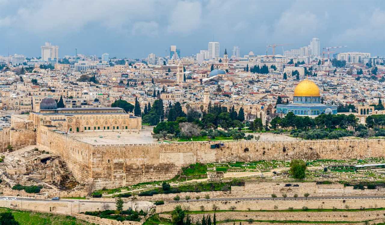 The view overlooking the historic Old City of Jerusalem in Israel