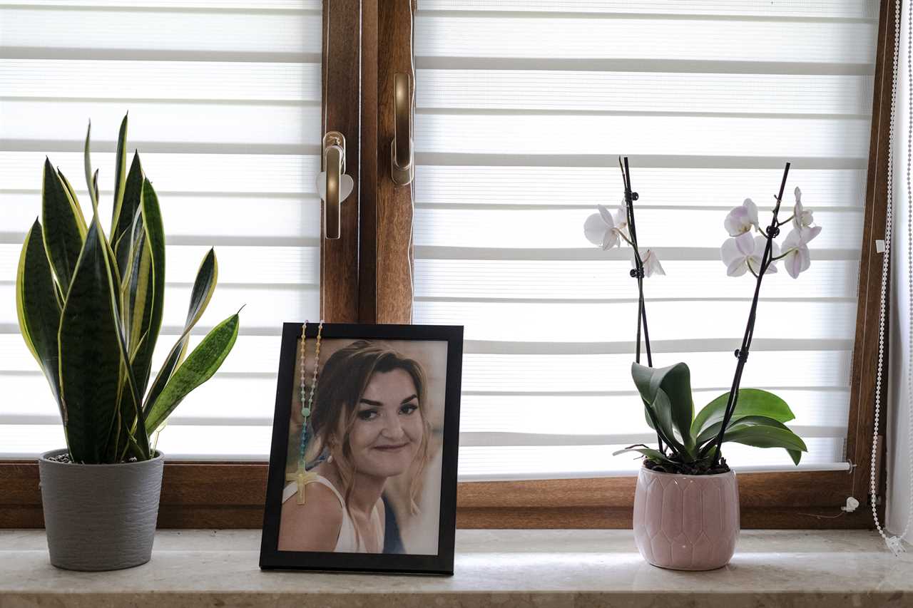 A photo of Dorota in their bedroom in Marcin’s parent’s house, where they were living while they built their house. 