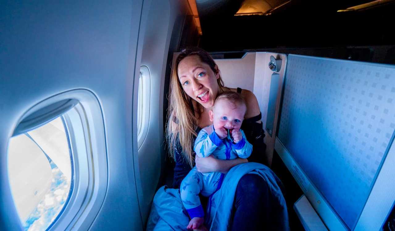 Kristin Addis flying with her baby on an airplane