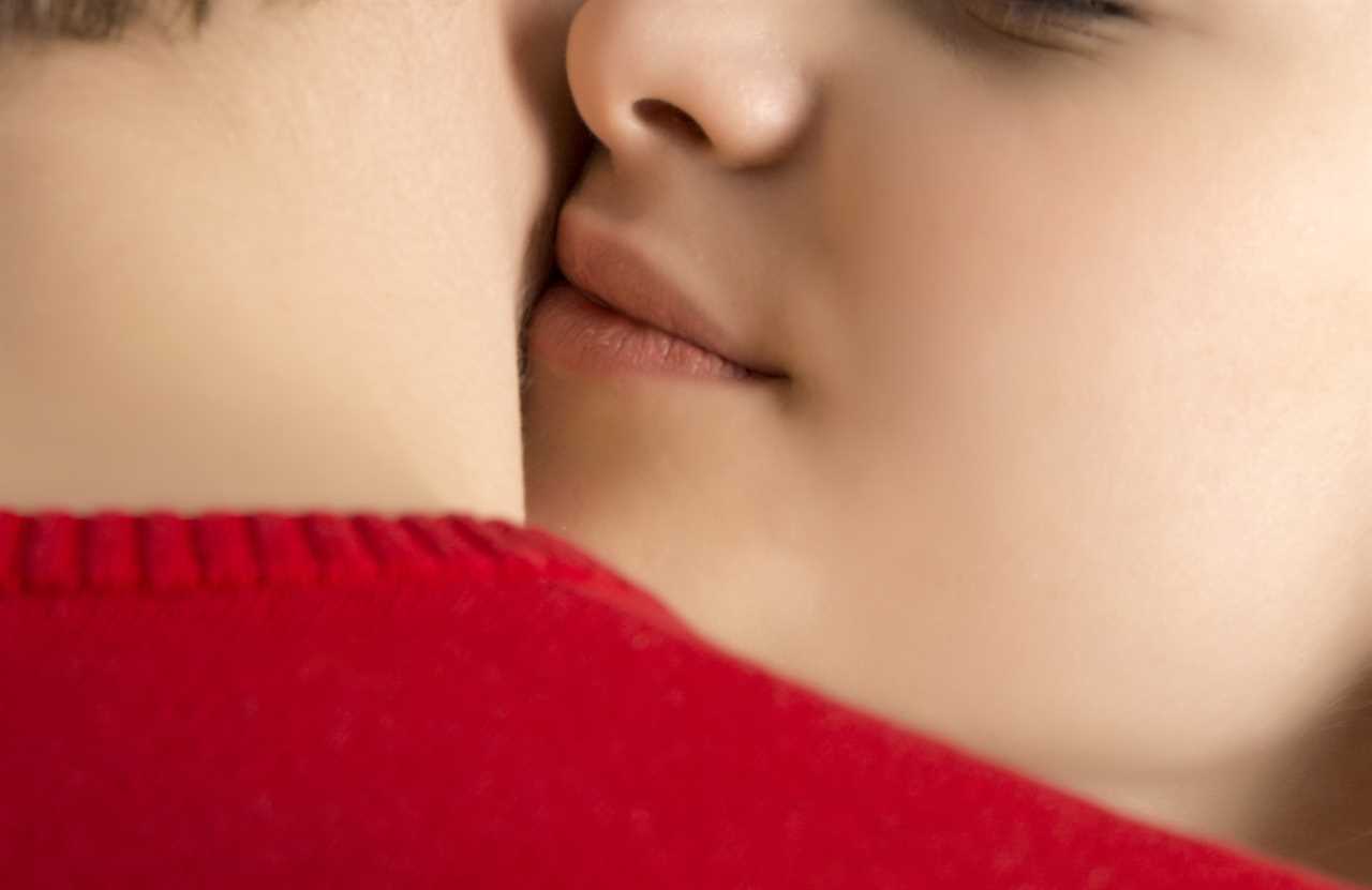 Close-up of a young couple loving