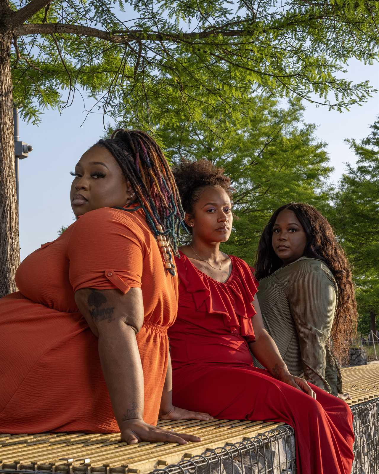(From left) Miannica Frison, Rauslyn Adams and Crystina Hughes in Birmingham, Ala., on April 27, 2024.