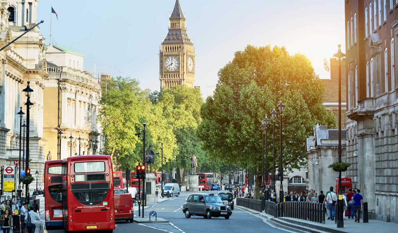 A sunny day in beautiful London, England with Big Ben in the distance