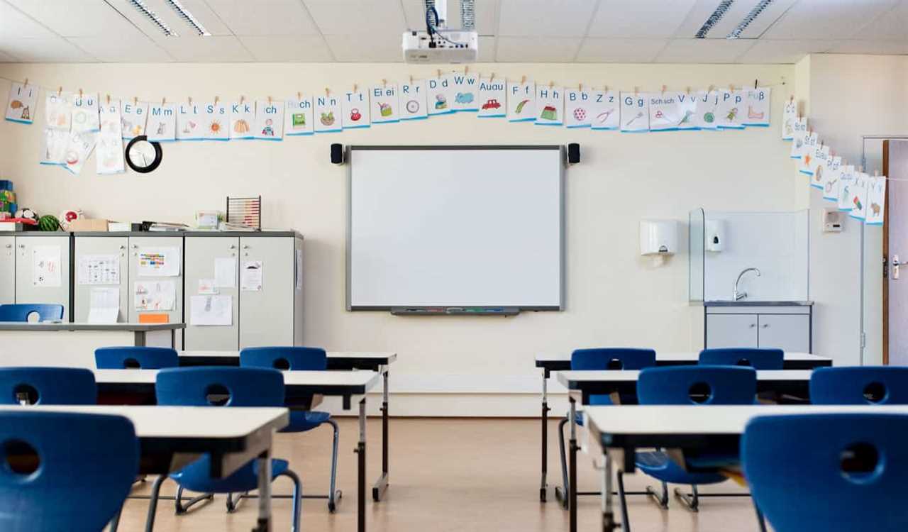 An empty classroom for teaching English abroad 