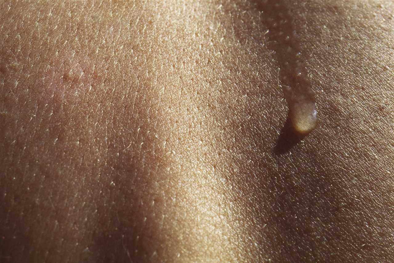 Perspiration on skin, extreme close-up