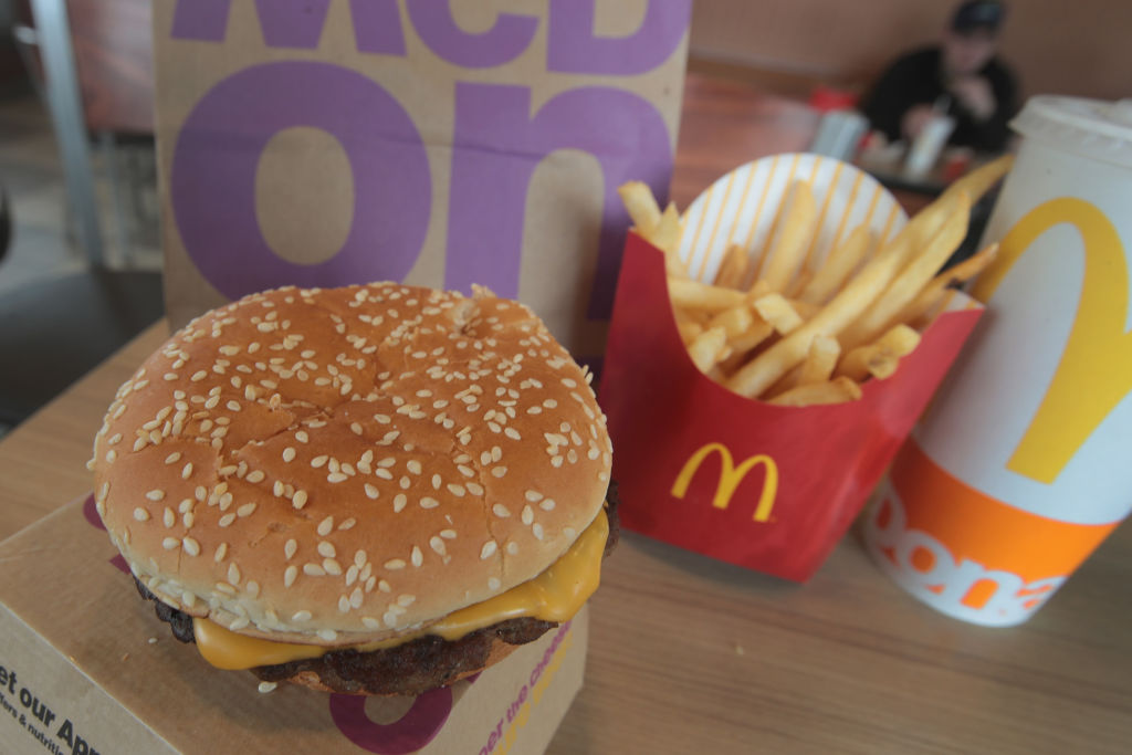 A Quarter Pounder hamburger is served at a McDonald's restaurant in Effingham, Ill. on March 30, 2017.