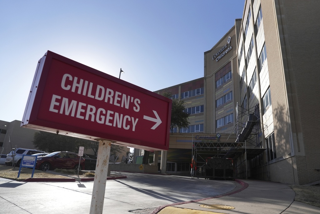 Covenant Children's Hospital is pictured from outside the emergency entrance in Lubbock, Texas on Feb. 26, 2025. 