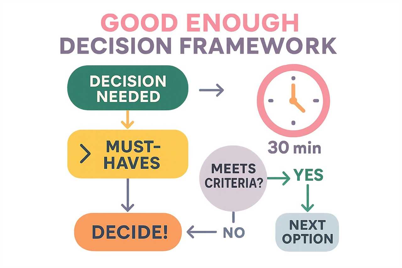 Flowchart showing the good enough decision framework process
