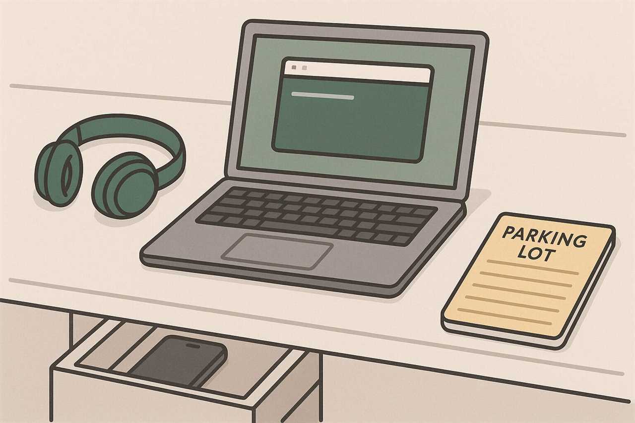 organized workspace with focus tools and productivity setup