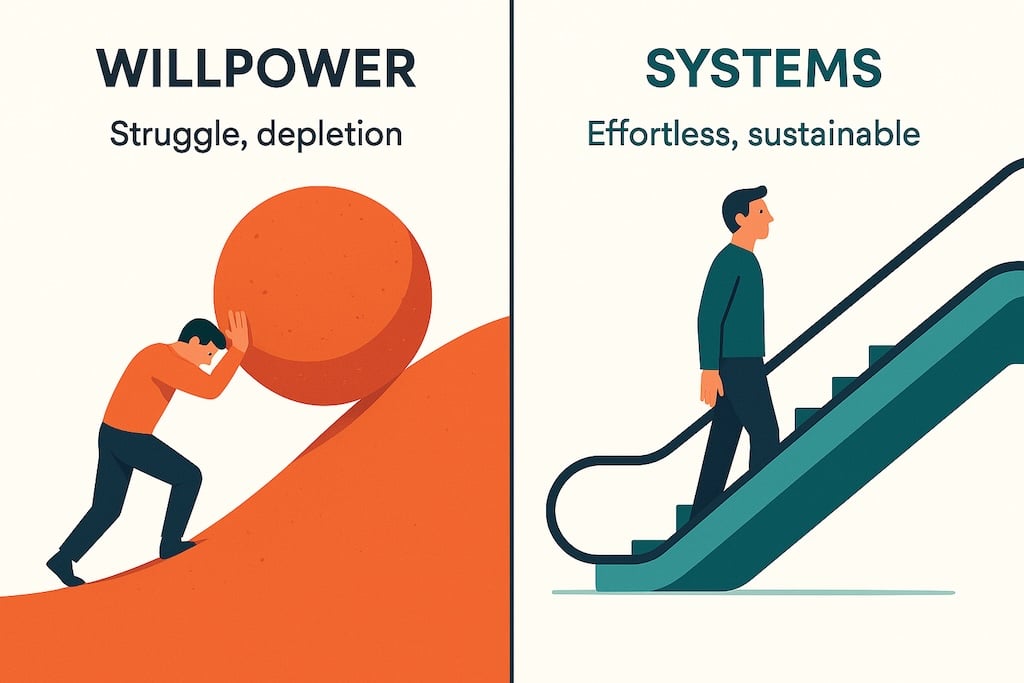 Willpower vs Systems approach comparison